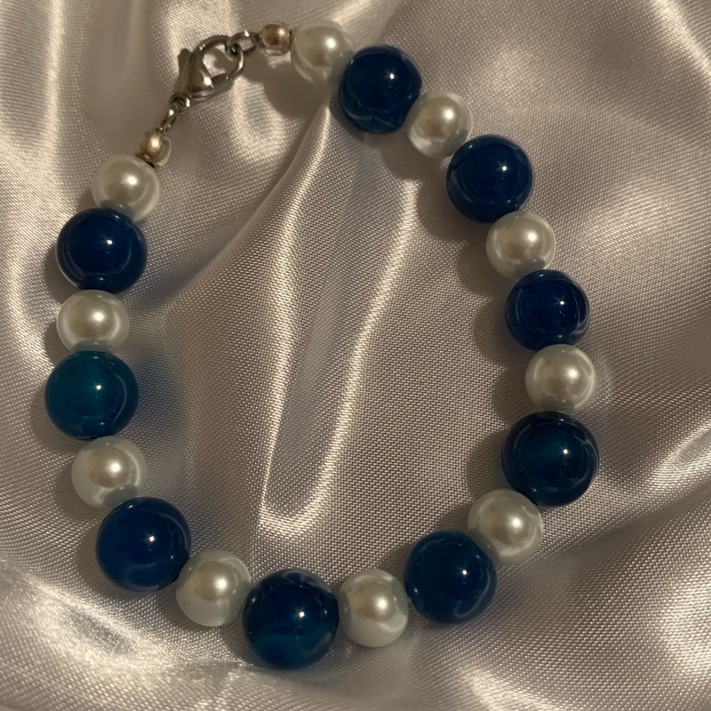Blue Quartz and Pearl Bracelet